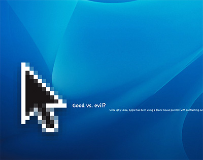 OS-x desktop with black mouse pointer