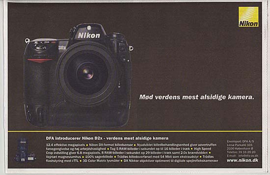 Danish advert for Nikon D2x
