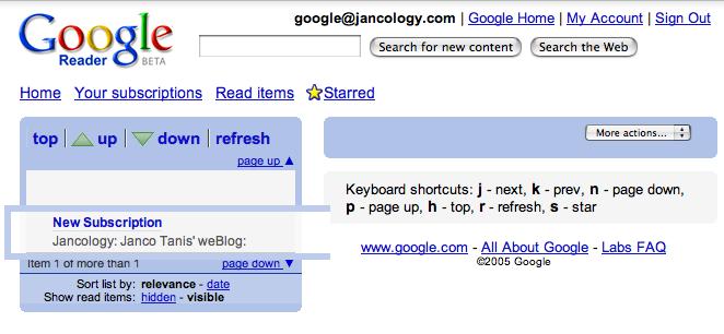 screenshot google rss reader